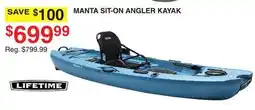 Dunham's Sports LIFETIME MANTA SIT-ON ANGLER KAYAK offer