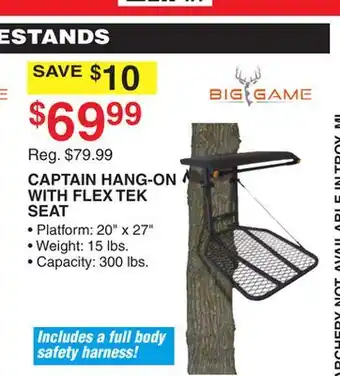 Dunham's Sports BIG GAME CAPTAIN HANG-ON WITH FLEX TEK SEAT offer