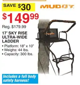 Dunham's Sports MUDDY 17' SKY RISE ULTRA-WIDE LADDER offer