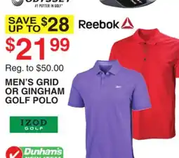 Dunham's Sports MEN'S GRID OR GINGHAM GOLF POLO offer