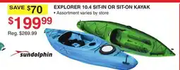Dunham's Sports SUNDOLPHIN EXPLORER 10.4 SIT-IN OR SIT-ON KAYAK offer