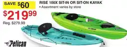 Dunham's Sports PELICAN RISE 100X SIT-IN OR SIT-ON KAYAK offer