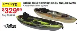 Dunham's Sports PELICAN STRIKE 100NXT SIT-IN OR SIT-ON ANGLER KAYAK offer