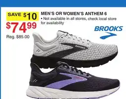 Dunham's Sports BROOKS MEN'S OR WOMEN'S ANTHEM 6 offer