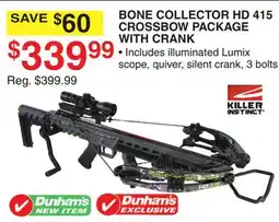 Dunham's Sports KILLER INSTINCT BONE COLLECTOR HD 415 CROSSBOW PACKAGE WITH CRANK offer