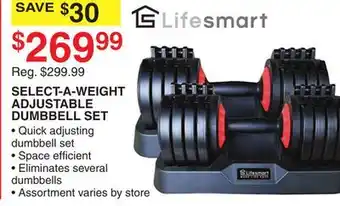 Dunham's Sports LIFESMART SELECT-A-WEIGHT ADJUSTABLE DUMBBELL SET offer