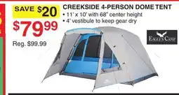 Dunham's Sports CREEKSIDE 4-PERSON DOME TENT offer