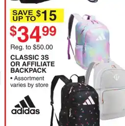 Dunham's Sports ADIDAS CLASSIC 3S OR AFFILIATE BACKPACK offer