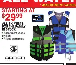 Dunham's Sports OBRIEN ALL SKI VESTS FOR THE FAMILY IN STOCK offer