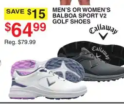 Dunham's Sports CALLAWAY MEN'S OR WOMEN'S BALBOA SPORT V2 GOLF SHOES offer