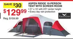 Dunham's Sports EAGLES CAMP ASPEN RIDGE 10-PERSON TENT WITH SCREEN ROOM offer