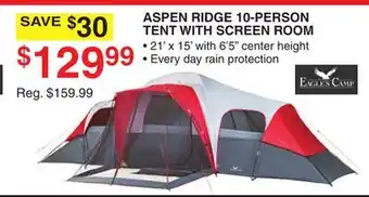 Dunham's Sports EAGLES CAMP ASPEN RIDGE 10-PERSON TENT WITH SCREEN ROOM offer