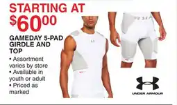 Dunham's Sports UNDER ARMOUR GAMEDAY 5-PAD GIRDLE AND TOP offer