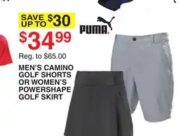 Dunham's Sports PUMA MEN'S CAMINO GOLF SHORTS OR WOMEN'S POWERSHAPE GOLF SKIRT offer