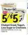 Stop&Shop Chobani Greek Yogurt, Less Sugar or Creations offer