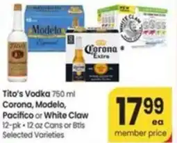 Albertsons Tito's vodka corona, modelo, pacifico or white claw offer