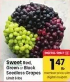 Albertsons Sweet red, green or black seedless grapes offer