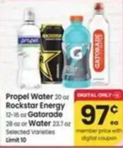Albertsons Propel water rockstar energy gatorade or water offer