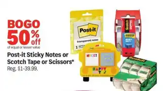 Meijer Post-it Sticky Notes or Scotch Tape or Scissors offer