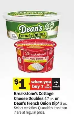 Meijer Breakstone’s Cottage Cheese Doubles or Dean’s French Onion Dip offer