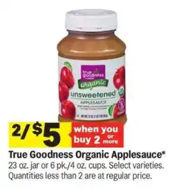 Meijer True Goodness Organic Applesauce offer