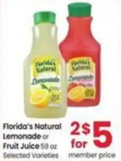 Albertsons Florida's Natural Lemonade or Fruit Juice offer