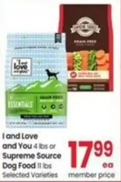 Albertsons I and Love and You or Supreme Source Dog Food offer