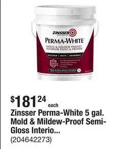 The Home Depot Zinsser Perma-White 5 gal. Mold & Mildew-Proof Semi-Gloss Interior Paint offer