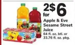 Safeway Apple & Eve Sesame Street Juice offer