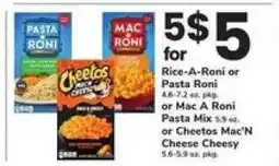 Safeway Rice-A-Roni or Pasta Roni or Mac A Roni Pasta Mix or Cheetos Mac'N Cheese Cheesy offer