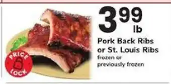 Safeway Pork Back Ribs or St Louis Ribs offer