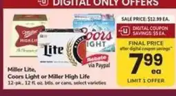 Safeway Miller Lite, Coors Light or Miller High Life offer