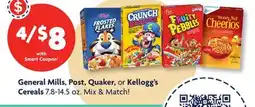 Family Dollar General Mills, Post, Quaker, or Kellogg's Cereals offer