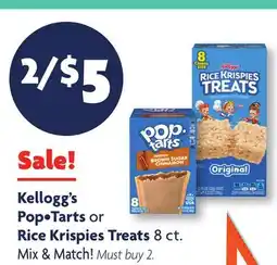 Family Dollar Kellogg's Pop•Tarts or Rice Krispies Treats offer