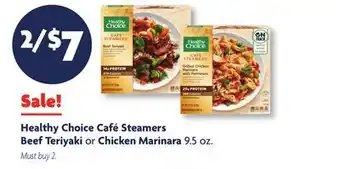 Family Dollar Healthy Choice Café Steamers Beef Teriyaki or Chicken Marinara offer
