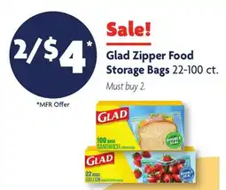 Family Dollar Glad Zipper Food Storage Bags offer