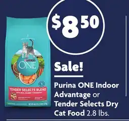 Family Dollar Purina ONE Indoor Advantage or Tender Selects Dry Cat Food offer