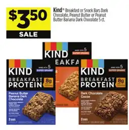 Dollar General Kind Breakfast or Snack Bars Dark Chocolate, Peanut Butter or Peanut Butter Banana Dark Chocolate offer
