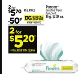 Dollar General Pampers Sensitive Wipes offer