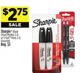 Dollar General Sharpie Black Chisel Marker 2 ct. or S • Gel Pens 2 ct offer