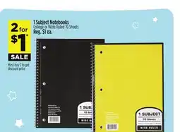 Dollar General 1 Subject Notebooks offer