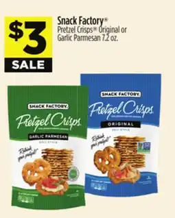 Dollar General Snack Factory Pretzel Crisps Original or Garlic Parmesan offer