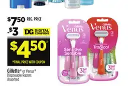Dollar General Gillette or Venus Disposable Razors offer