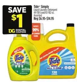 Dollar General Tide Simply Liquid Laundry Detergent offer