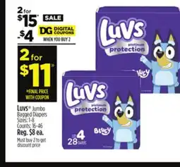 Dollar General Luvs Jumbo Bagged Diapers offer