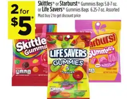 Dollar General Skittles or Starburst Gummies Savers offer