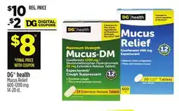 Dollar General DG health Mucus Relief 600-1200 mg offer