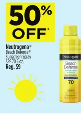 Dollar General Neutrogena Beach Defense Sunscreen Spray SPF 70 offer