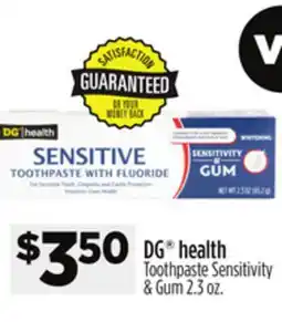 Dollar General DG health Toothpaste Sensitivity & Gum offer