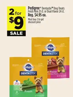 Dollar General Pedigree Dentastix TM Dog Treats Fresh Mini 21 ct. or Dual Flavor 24 ct offer